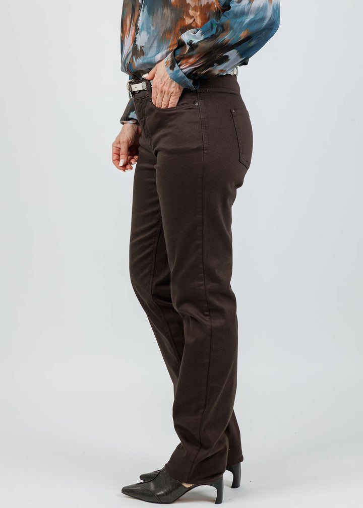 MAC Dream Straight Denim 32" in Deep Brown available at Barbara Katz