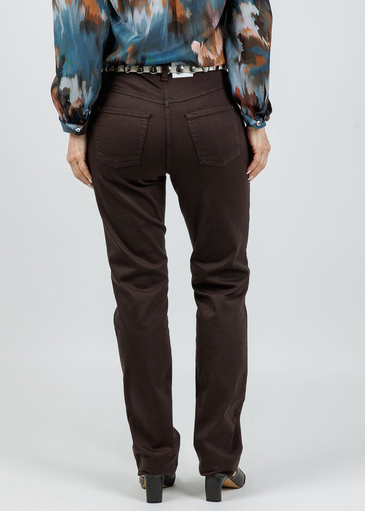 MAC Dream Straight Denim 32" in Deep Brown available at Barbara Katz
