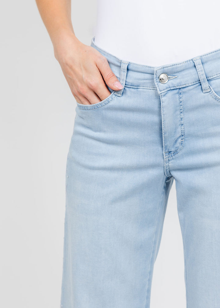 MAC Dream Wide Embroidered Flower Crop Jeans available at Barbara Katz