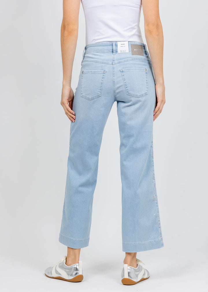 MAC Dream Wide Embroidered Flower Crop Jeans available at Barbara Katz