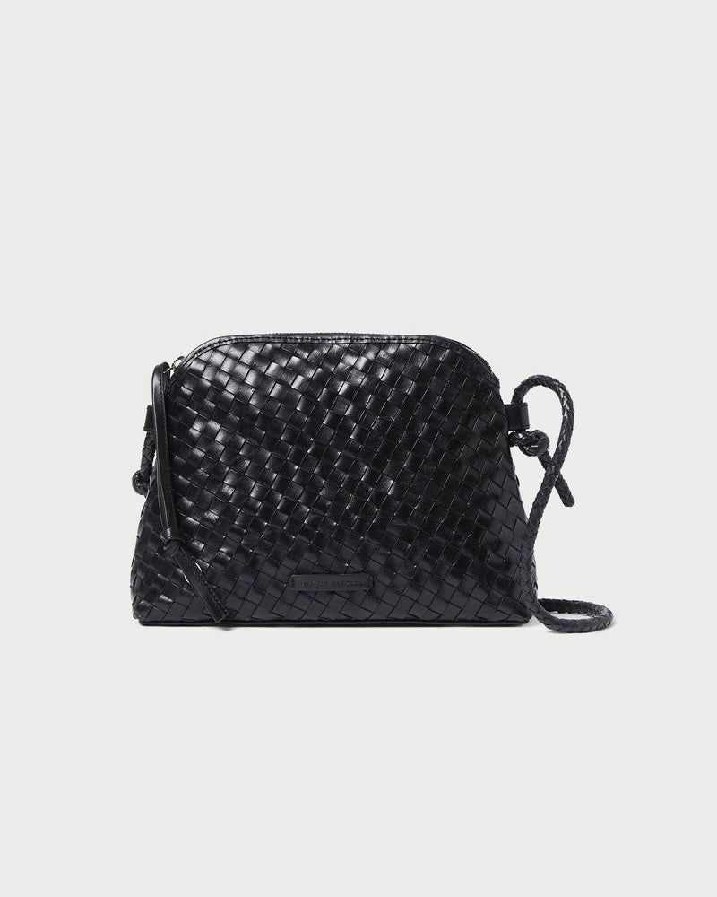 Loeffler Randall Mallory Woven Crossbody in Black Square Weave Leather available at Barbara Katz