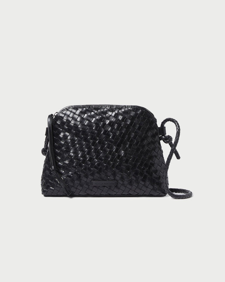 Loeffler Randall Mallory Woven Crossbody in Black Square Weave Leather available at Barbara Katz