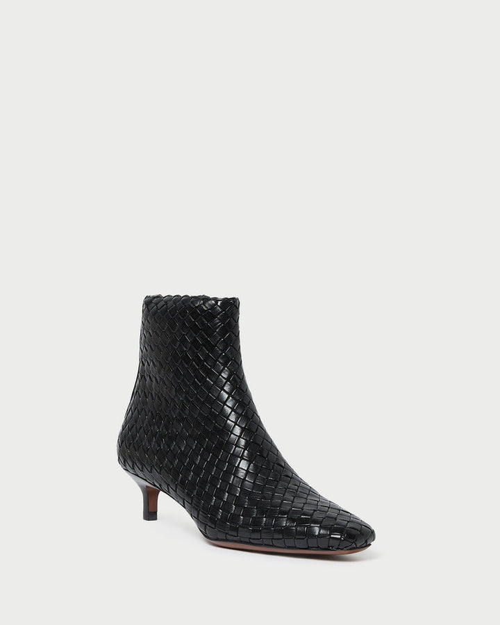 Loeffler Randall Marcella 40mm Woven Ankle Boots in Black available at Barbara Katz