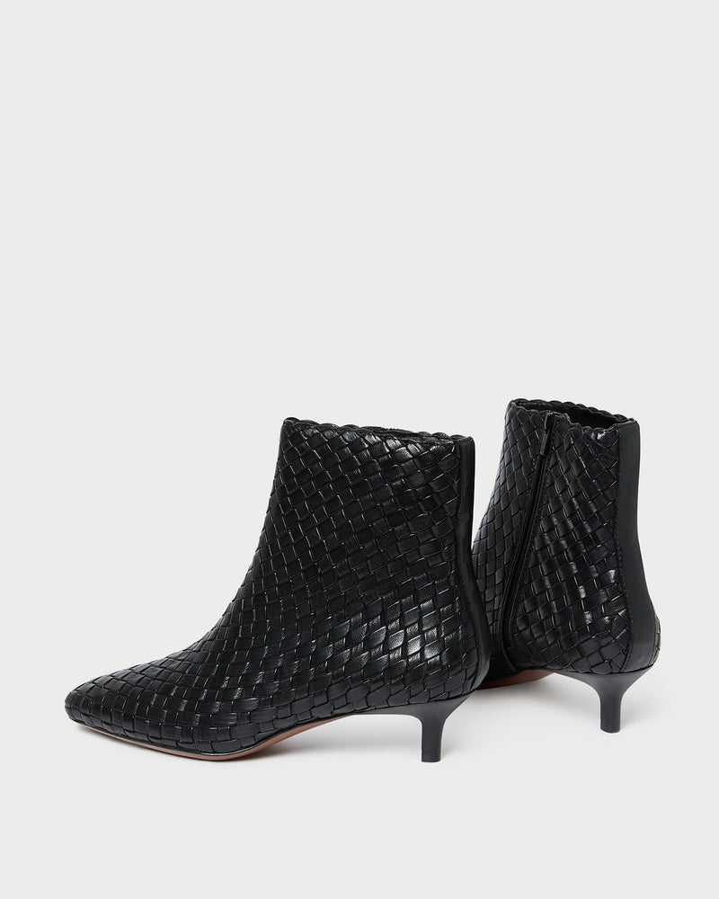 Loeffler Randall Marcella 40mm Woven Ankle Boots in Black available at Barbara Katz