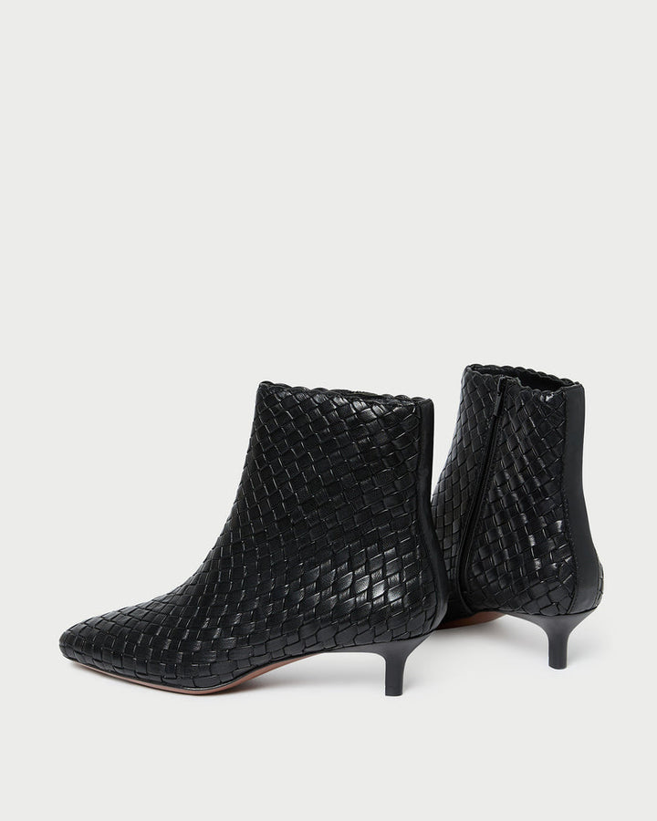 Loeffler Randall Marcella 40mm Woven Ankle Boots in Black available at Barbara Katz