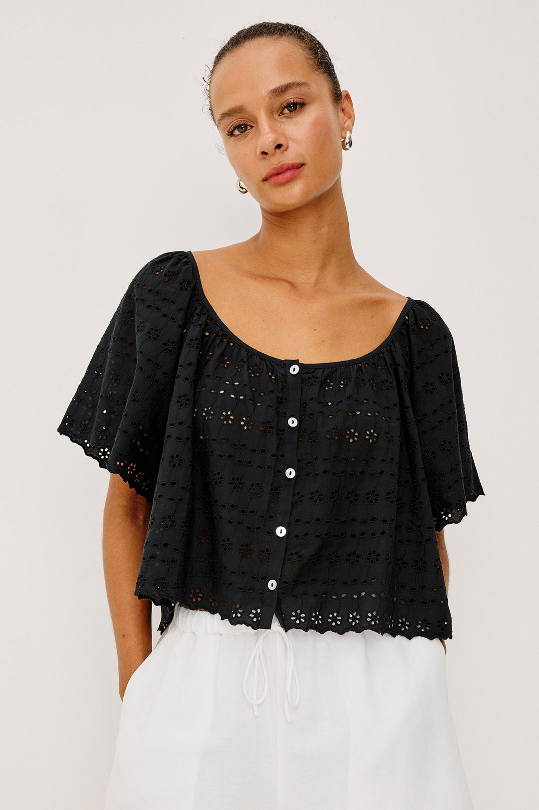 Rails Miller Blouse in Black Eyelet available at Barbara Katz