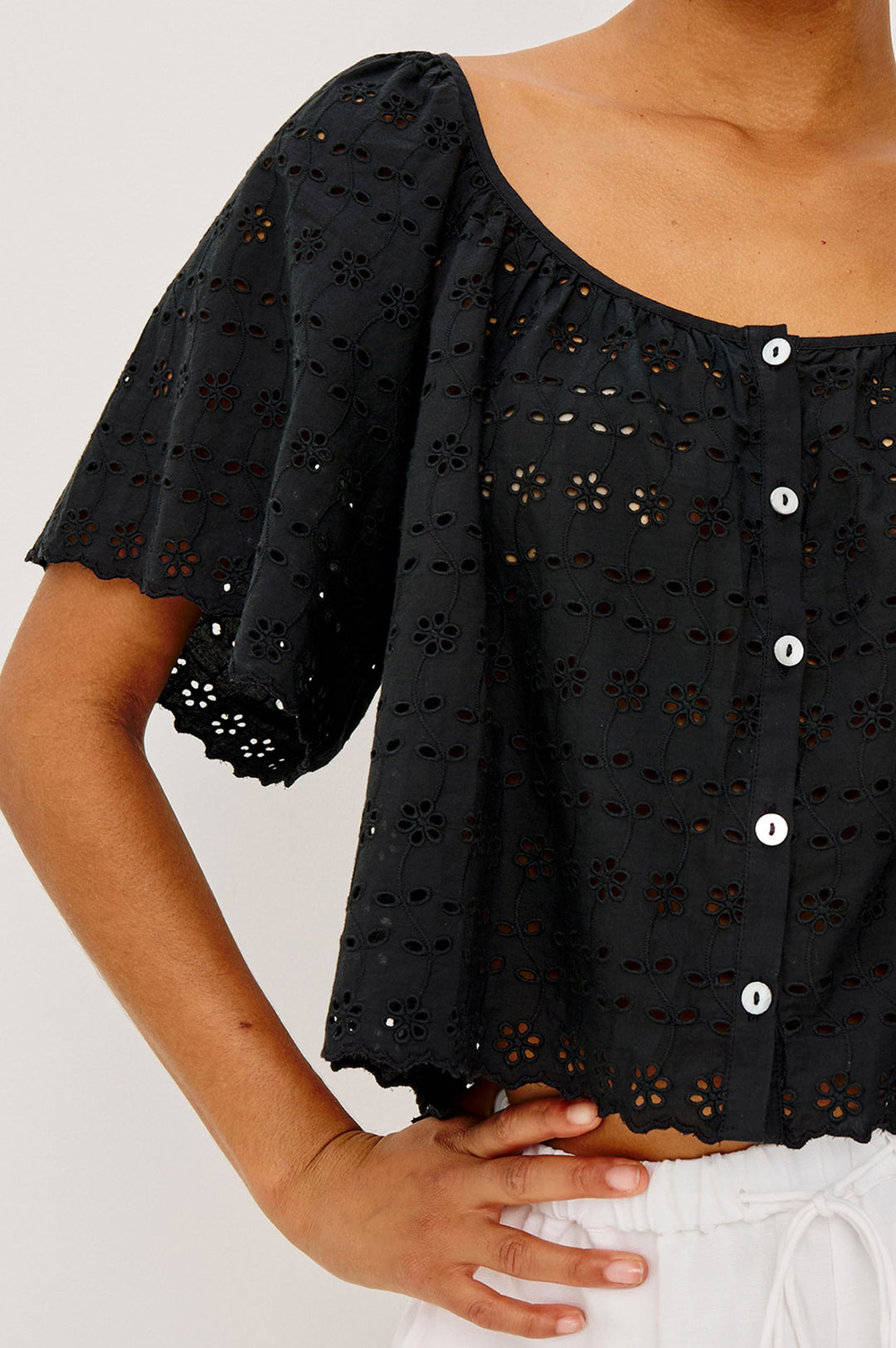 Rails Miller Blouse in Black Eyelet available at Barbara Katz