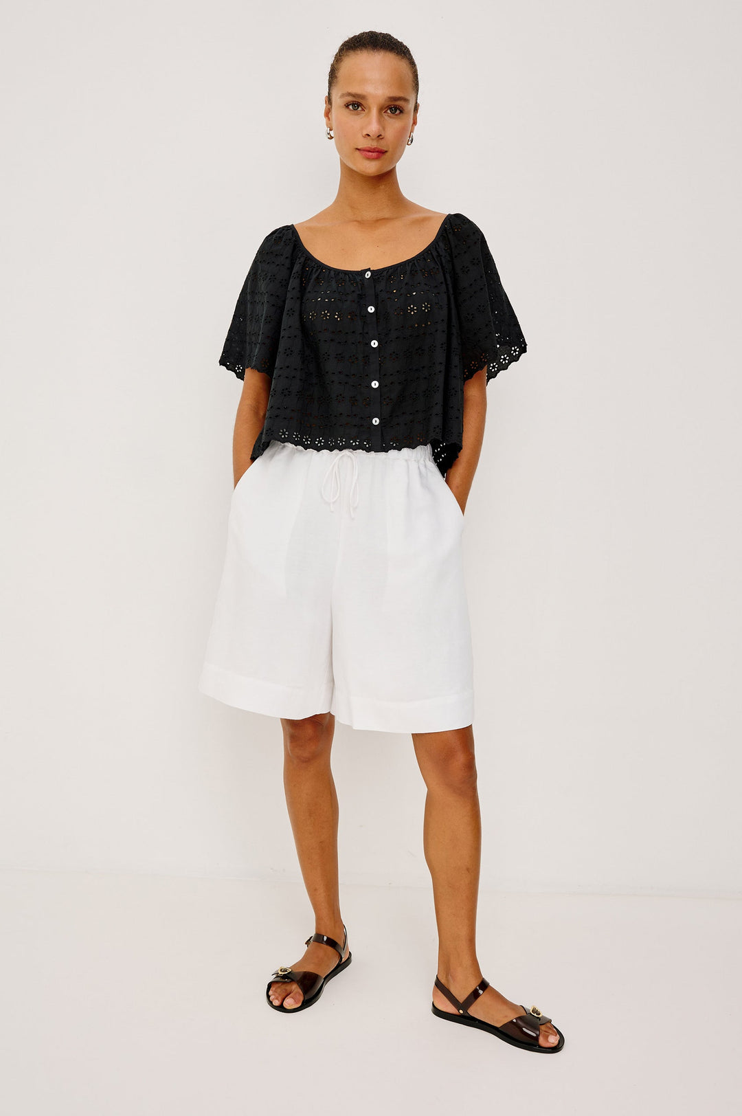 Rails Miller Blouse in Black Eyelet available at Barbara Katz