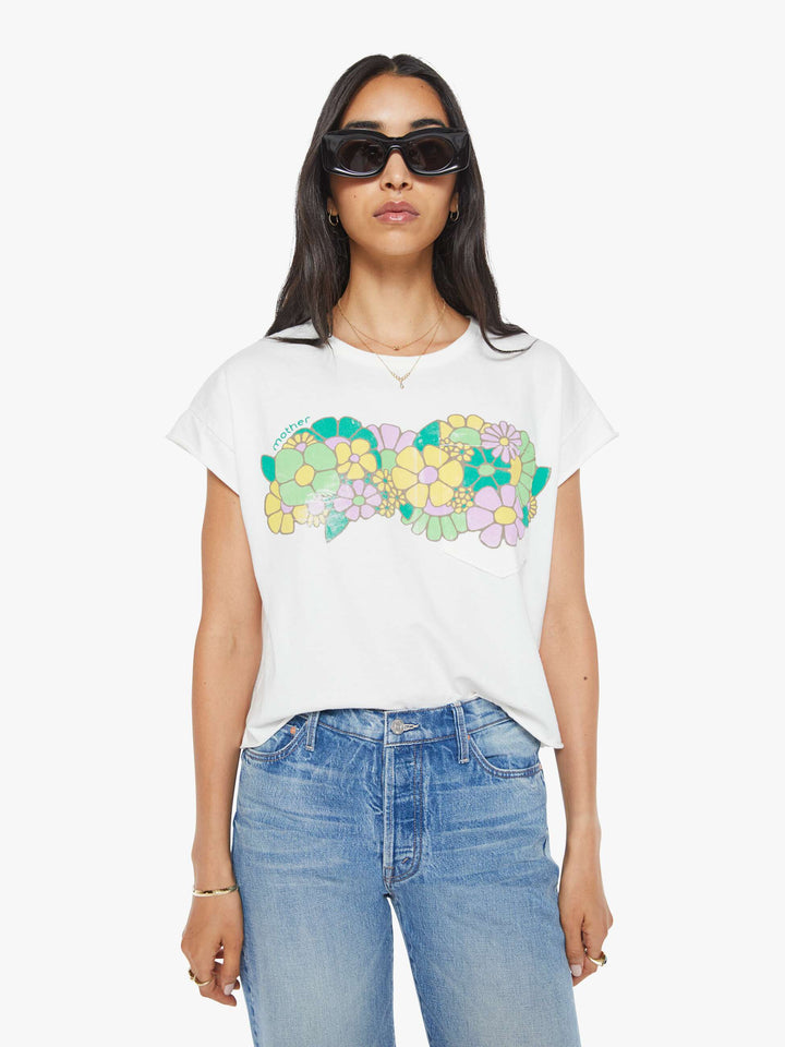 MOTHER The Keep On Rolling Pocket Tee - Flower Patch available at Barbara Katz