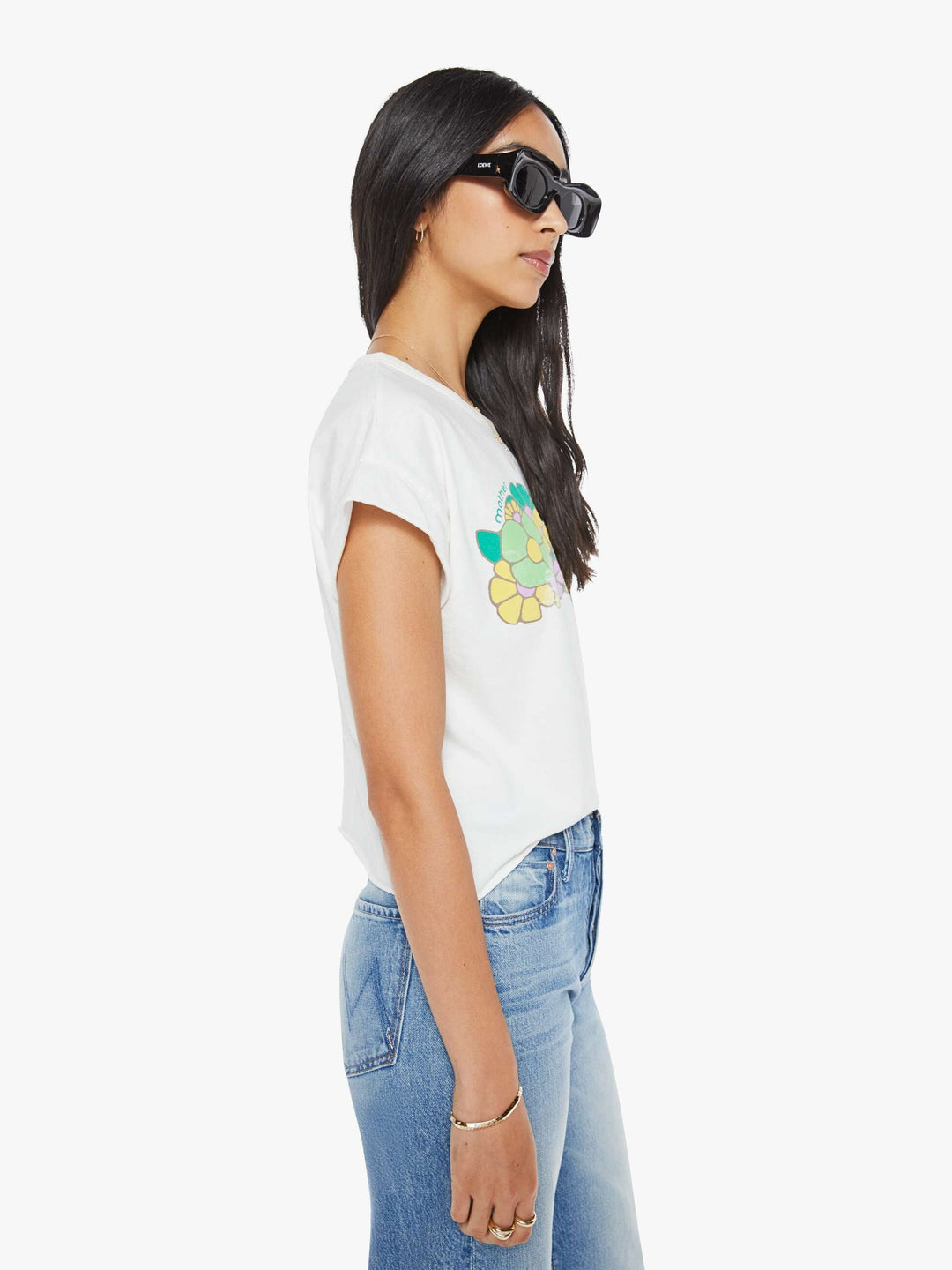 MOTHER The Keep On Rolling Pocket Tee - Flower Patch available at Barbara Katz