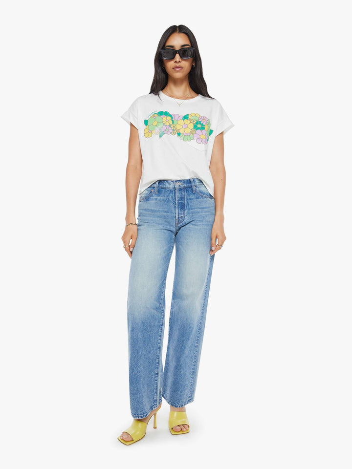 MOTHER The Keep On Rolling Pocket Tee - Flower Patch available at Barbara Katz