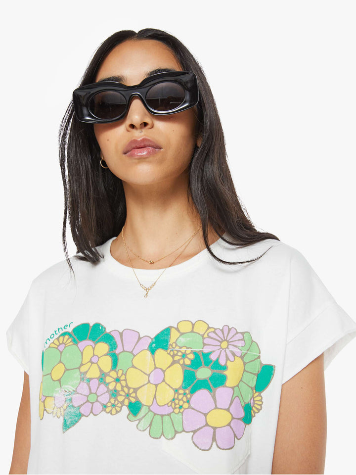 MOTHER The Keep On Rolling Pocket Tee - Flower Patch available at Barbara Katz