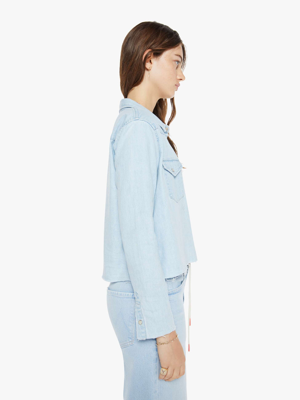 MOTHER The Super Ex's Crop Fray Jacket - No End In Sight available at Barbara Katz