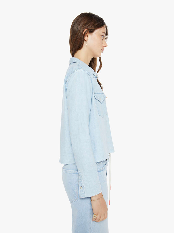 MOTHER The Super Ex's Crop Fray Jacket - No End In Sight available at Barbara Katz