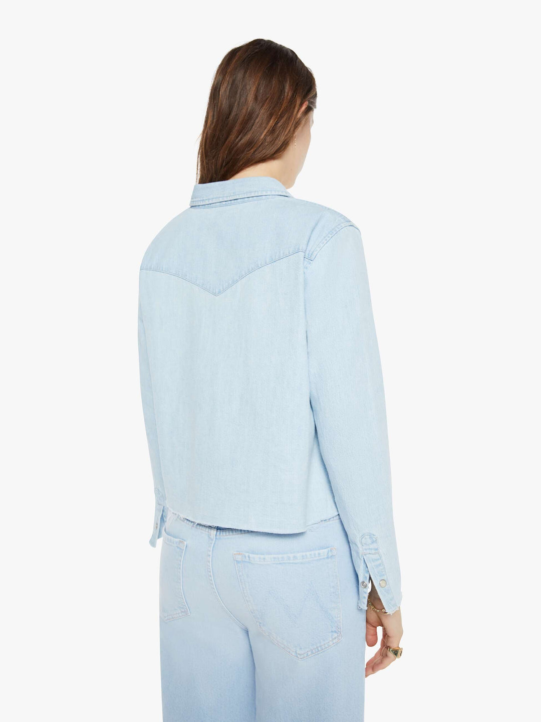 MOTHER The Super Ex's Crop Fray Jacket - No End In Sight available at Barbara Katz