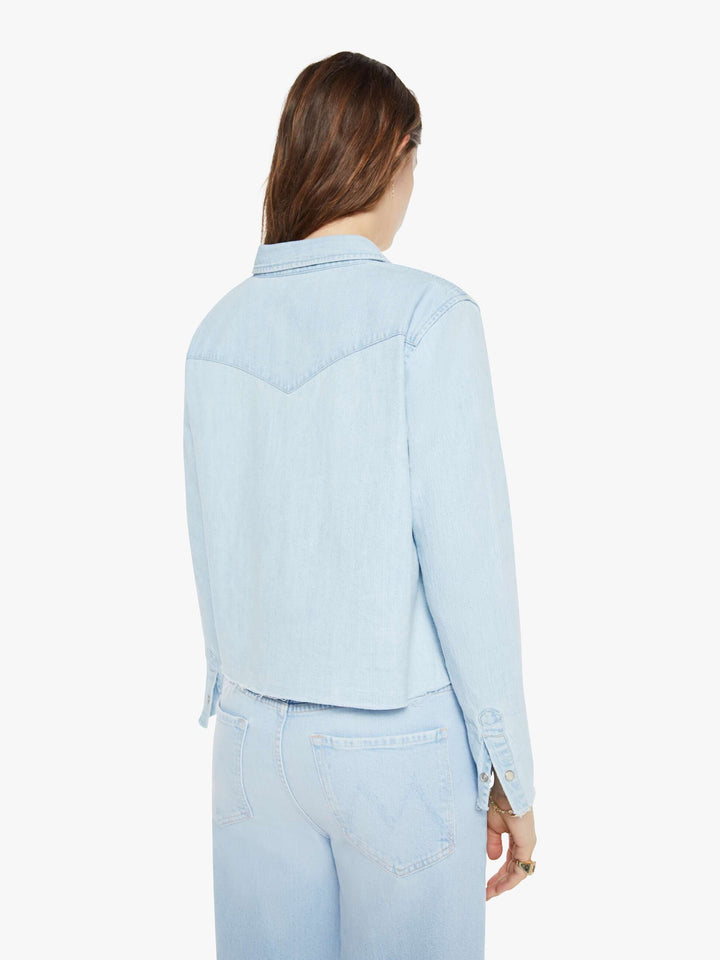 MOTHER The Super Ex's Crop Fray Jacket - No End In Sight available at Barbara Katz