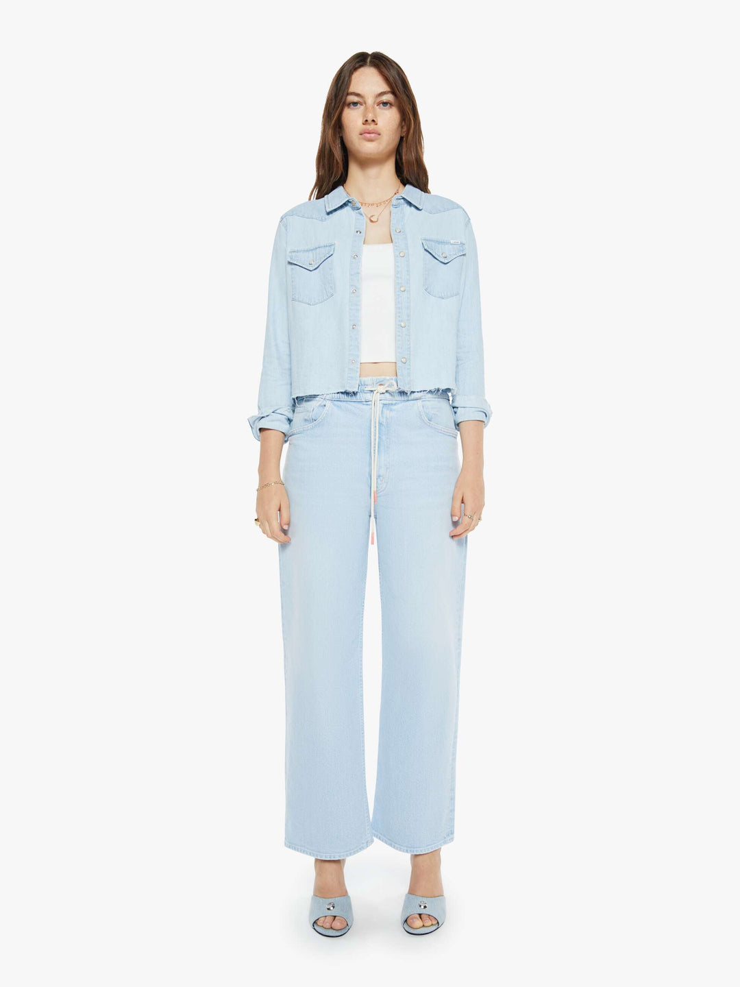 MOTHER The Super Ex's Crop Fray Jacket - No End In Sight available at Barbara Katz