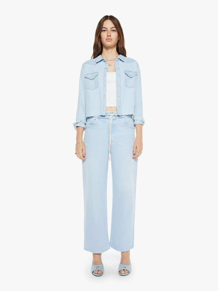 MOTHER The Super Ex's Crop Fray Jacket - No End In Sight available at Barbara Katz