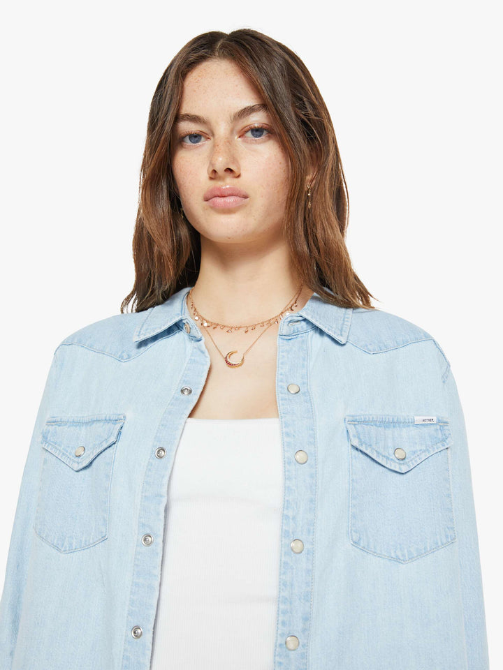 MOTHER The Super Ex's Crop Fray Jacket - No End In Sight available at Barbara Katz