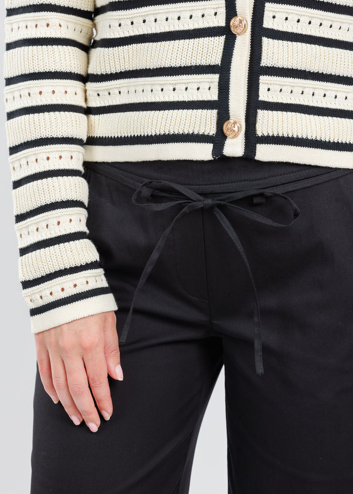 MAC Chiara Drawstring Waist Crop Pants in Black available at Barbara Katz