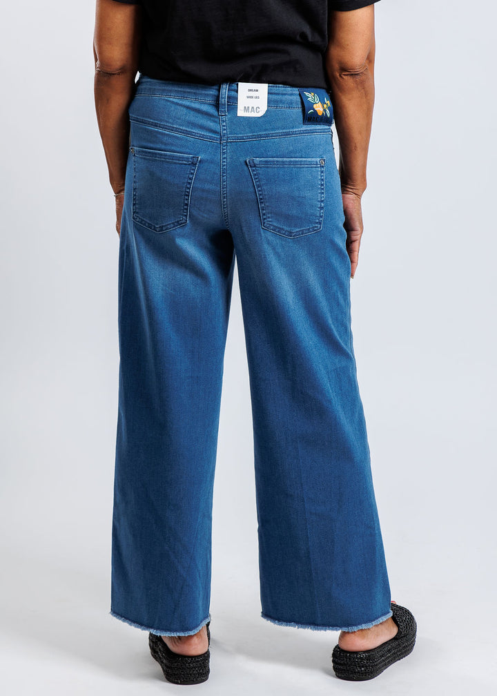 MAC Jeans Dream Wide Crop Wonder Jeans in Denim available at Barbara Katz