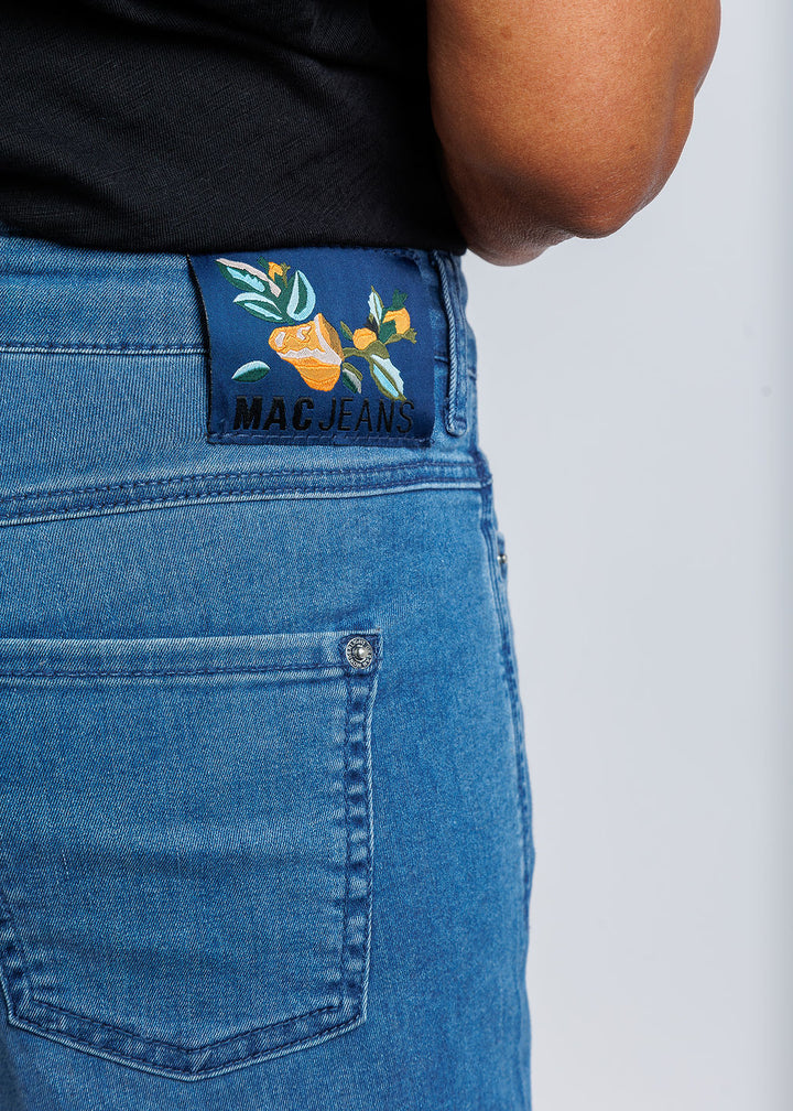 MAC Denim Dream Wide Crop Wonder Jeans in Denim available at Barbara Katz