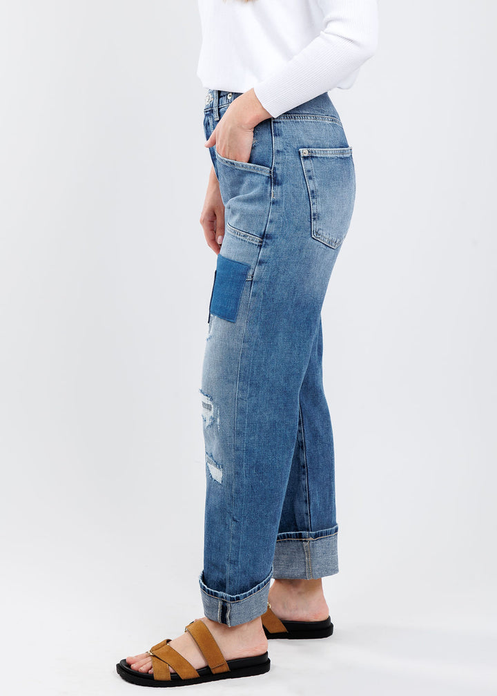 MAC Baggy Straight Jeans with Cuffed Hem available at Barbara Katz