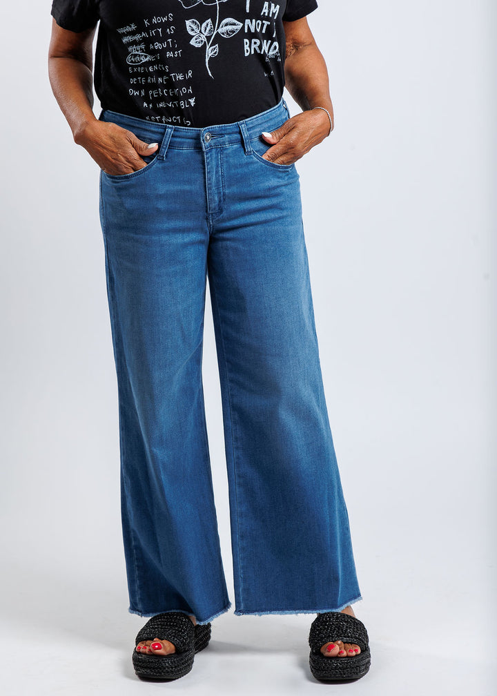 MAC Dream Wide Crop Wonder Jeans in Denim available at Barbara Katz