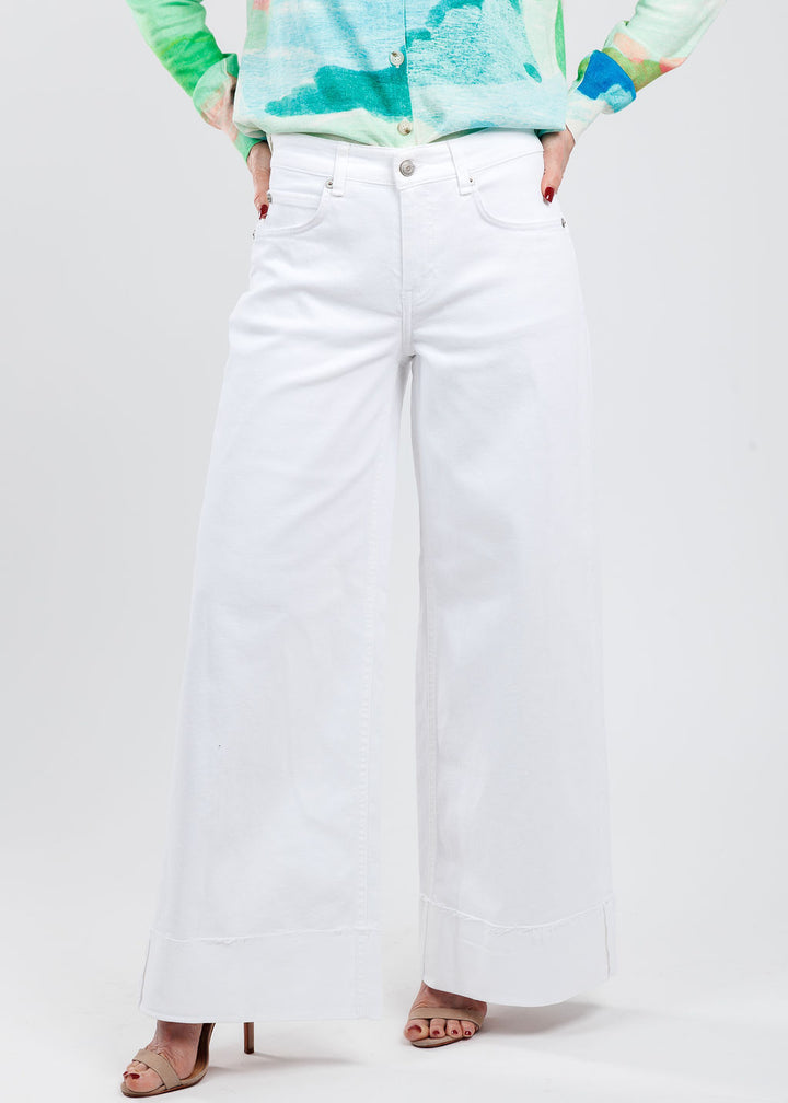 MAC Nevada Superwide Jeans in White available at Barbara Katz