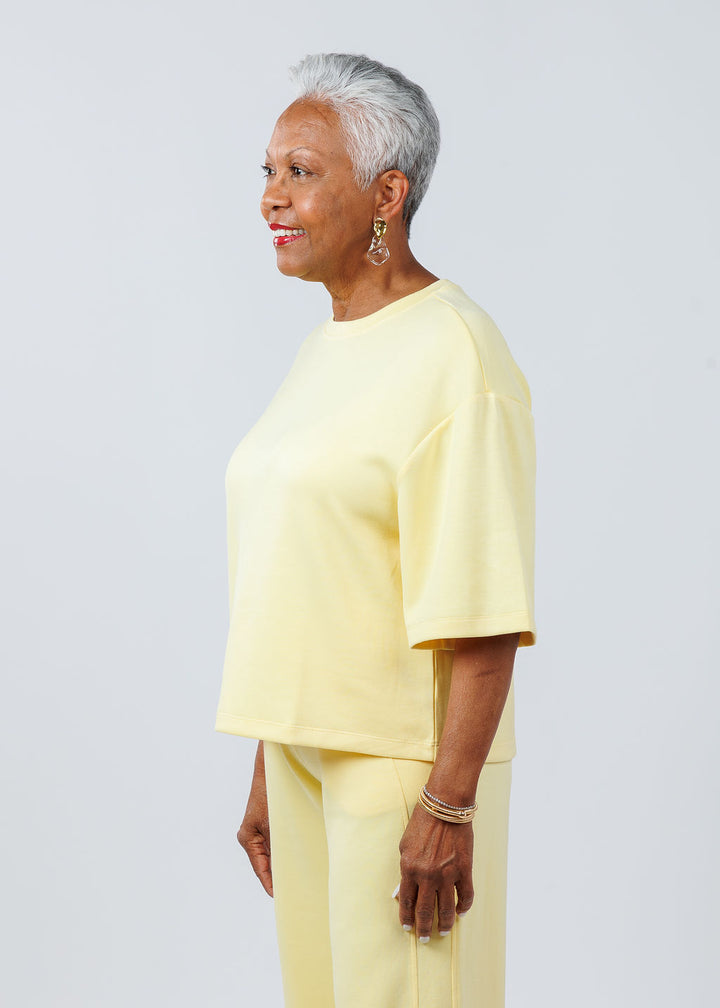 BK Magie Wide Sleeve Sweatshirt in Creamy Yellow available at Barbara Katz