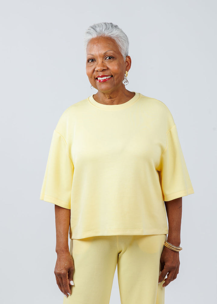 BK Magie Wide Sleeve Sweatshirt in Creamy Yellow available at Barbara Katz