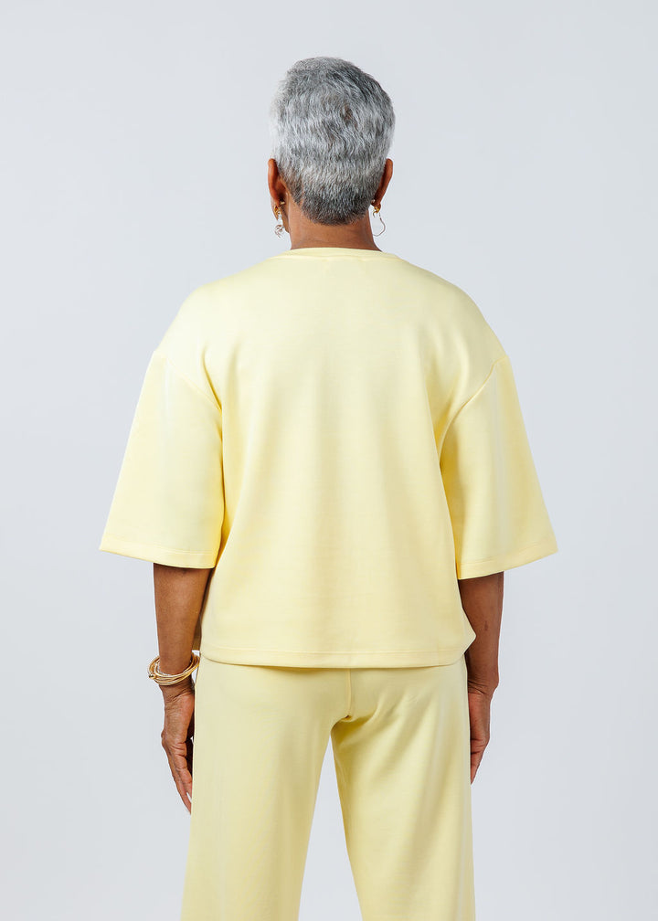 BK Magie Wide Sleeve Sweatshirt in Creamy Yellow available at Barbara Katz