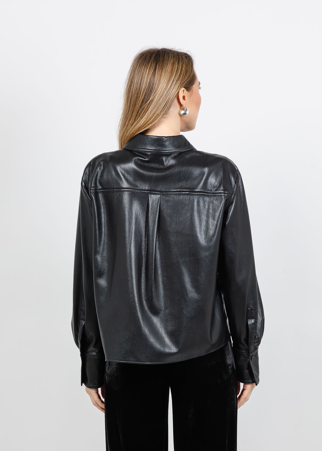 Marella Albata Vegan Leather Shaket in Black available at Barbara Katz
