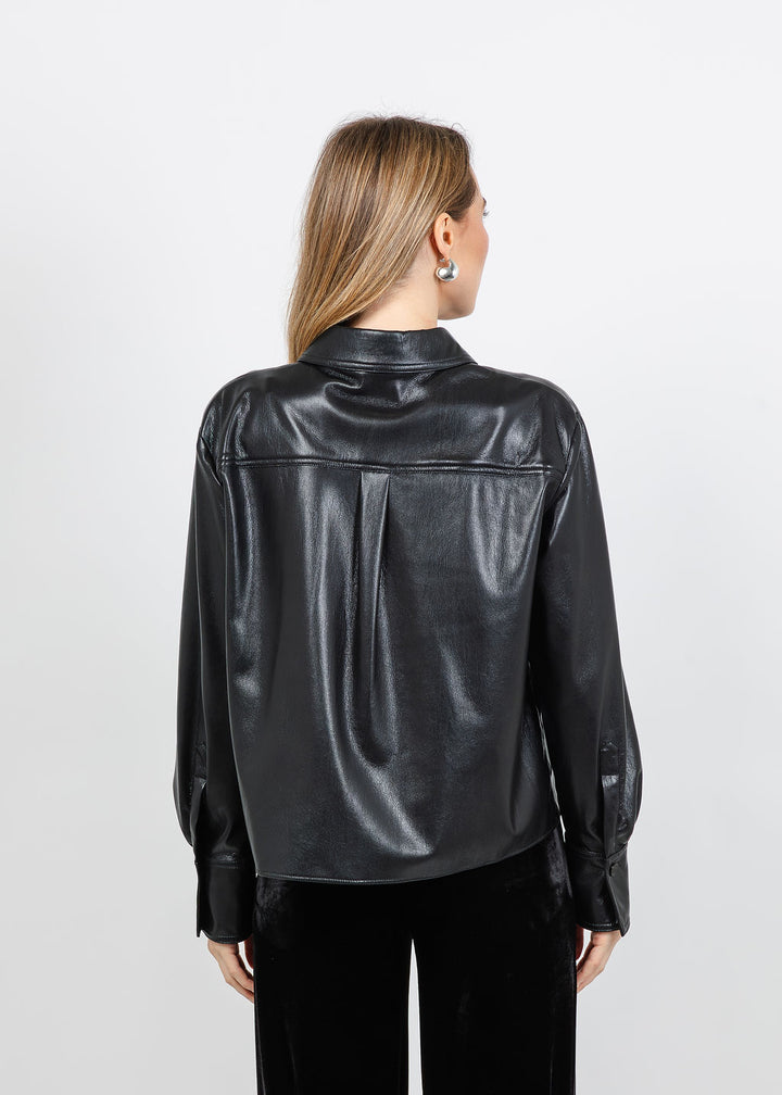 Marella Albata Vegan Leather Shaket in Black available at Barbara Katz