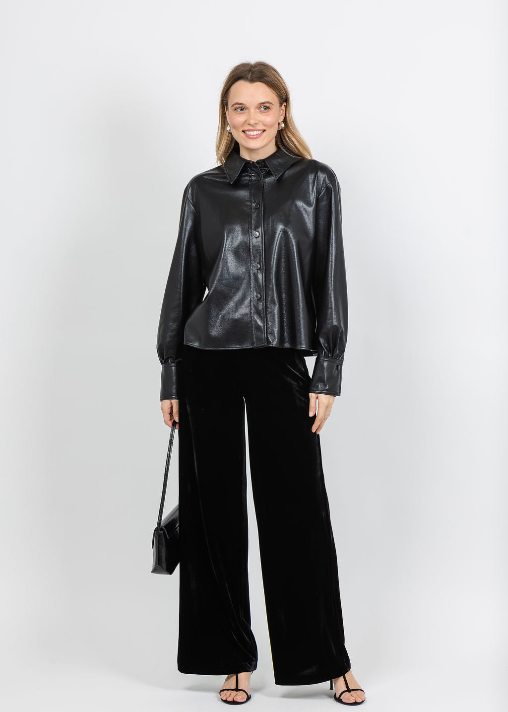 Marella Albata Vegan Leather Shaket in Black available at Barbara Katz
