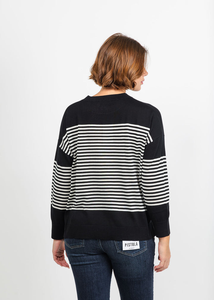 Marella Baffo Stripe Sweater in Black available at Barbara Katz