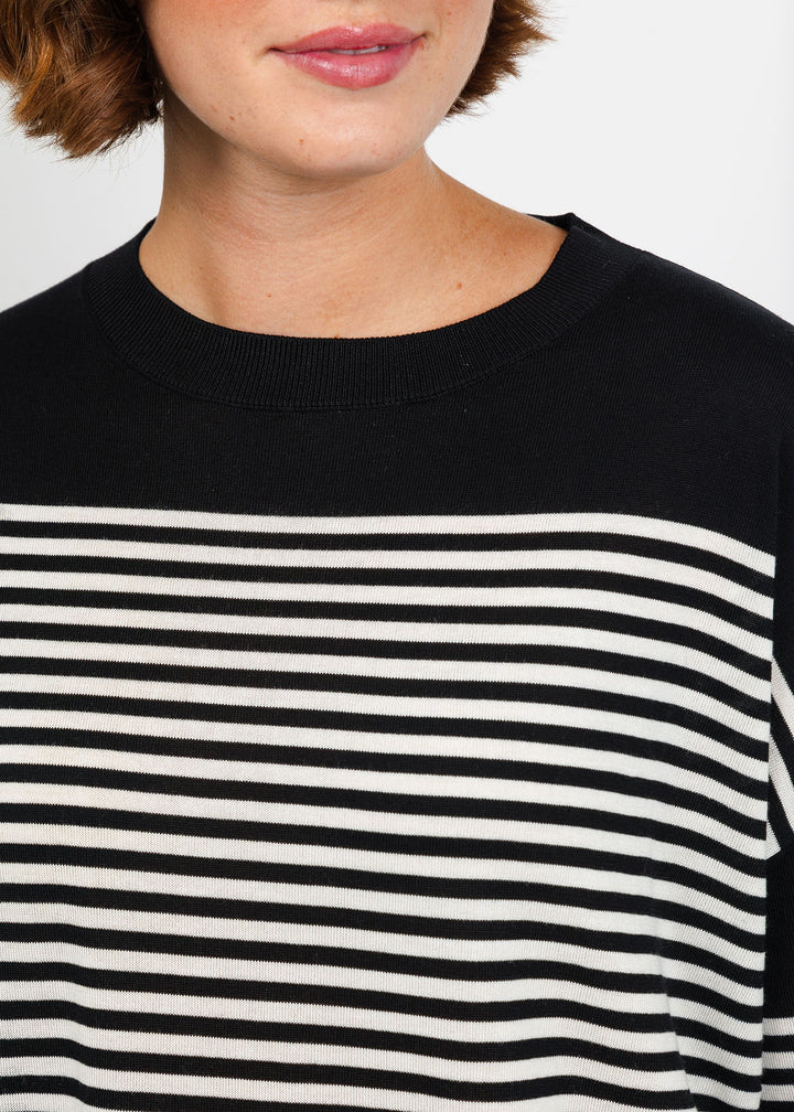 Marella Baffo Stripe Sweater in Black available at Barbara Katz