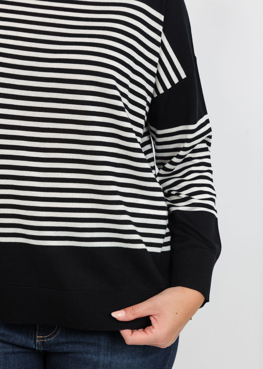 Marella Baffo Stripe Sweater in Black available at Barbara Katz