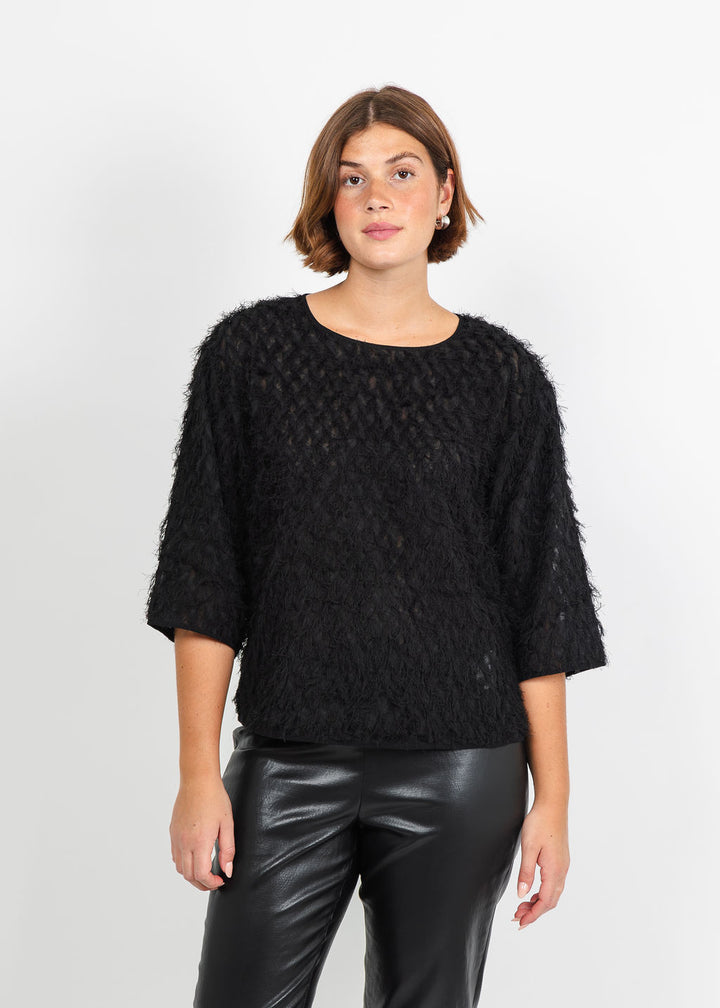Marella Barca Textured Top in Black available at Barbara Katz
