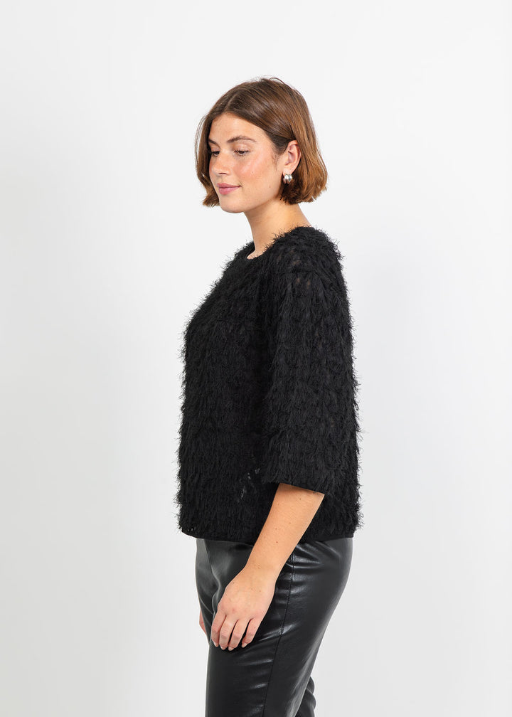 Marella Barca Textured Top in Black available at Barbara Katz