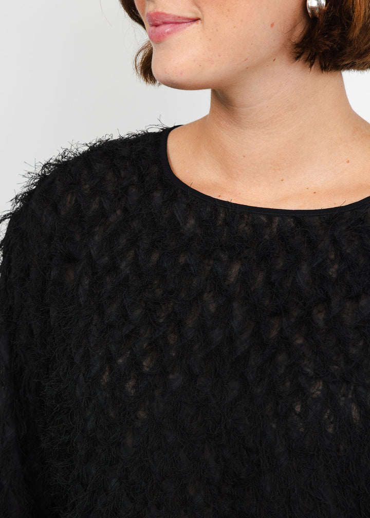 Marella Barca Textured Top in Black available at Barbara Katz