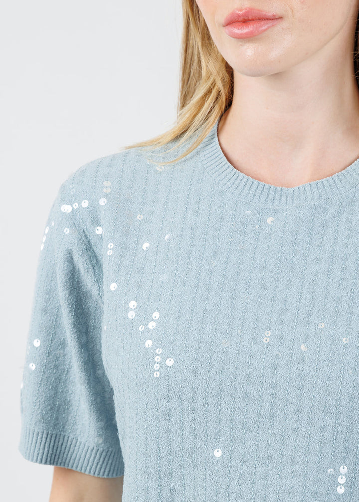 Marella Depend Sequin Tee in Water available at Barbara Katz