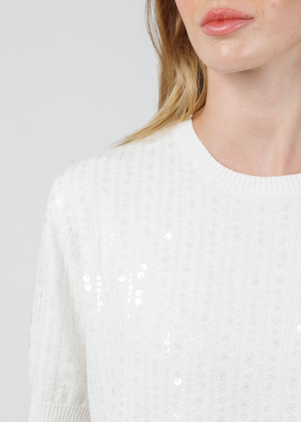 Marella Depend Sequin Tee in White available at Barbara Katz