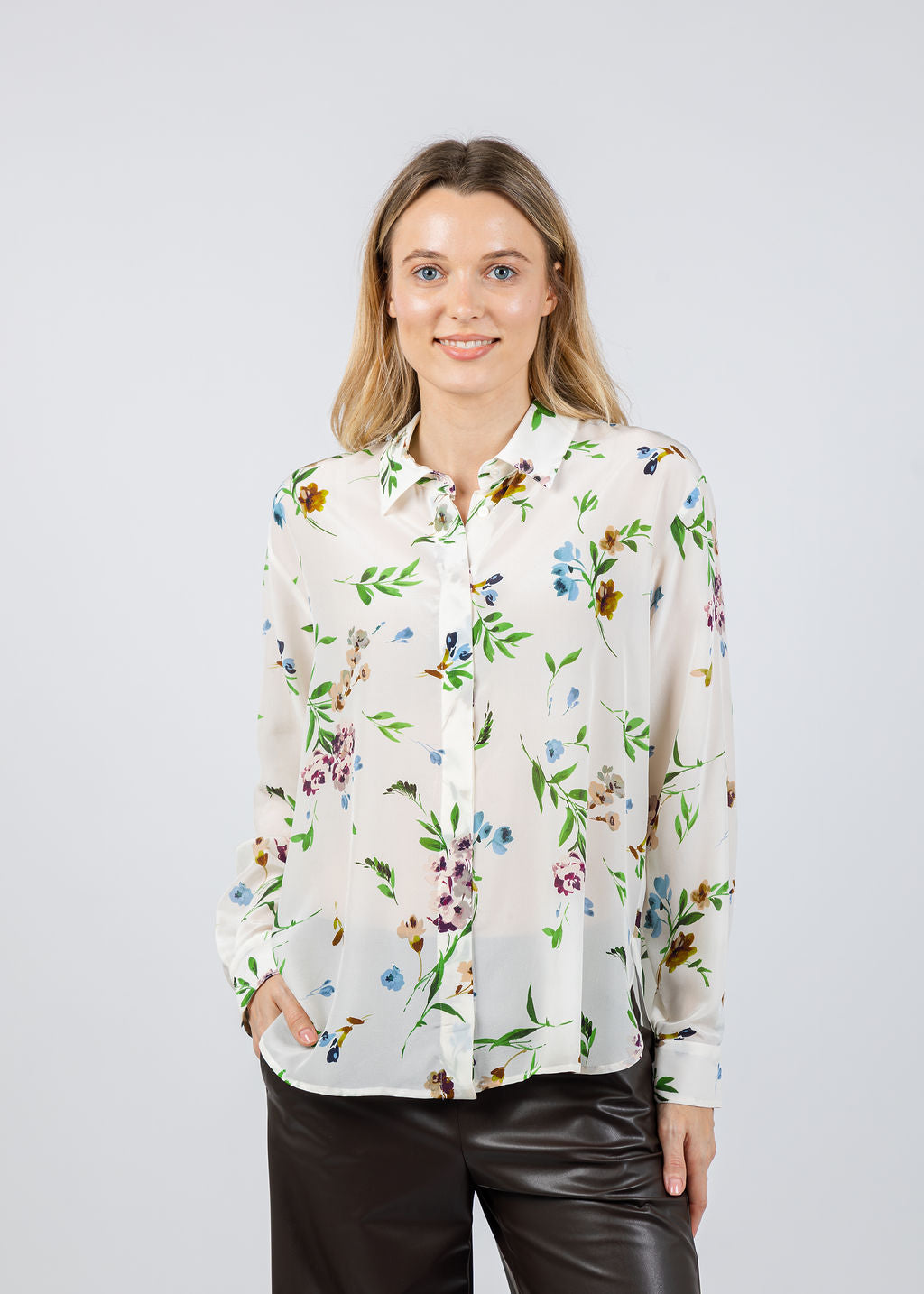 Marella Faretra Blouse in Cream Floral available at Barbara Katz