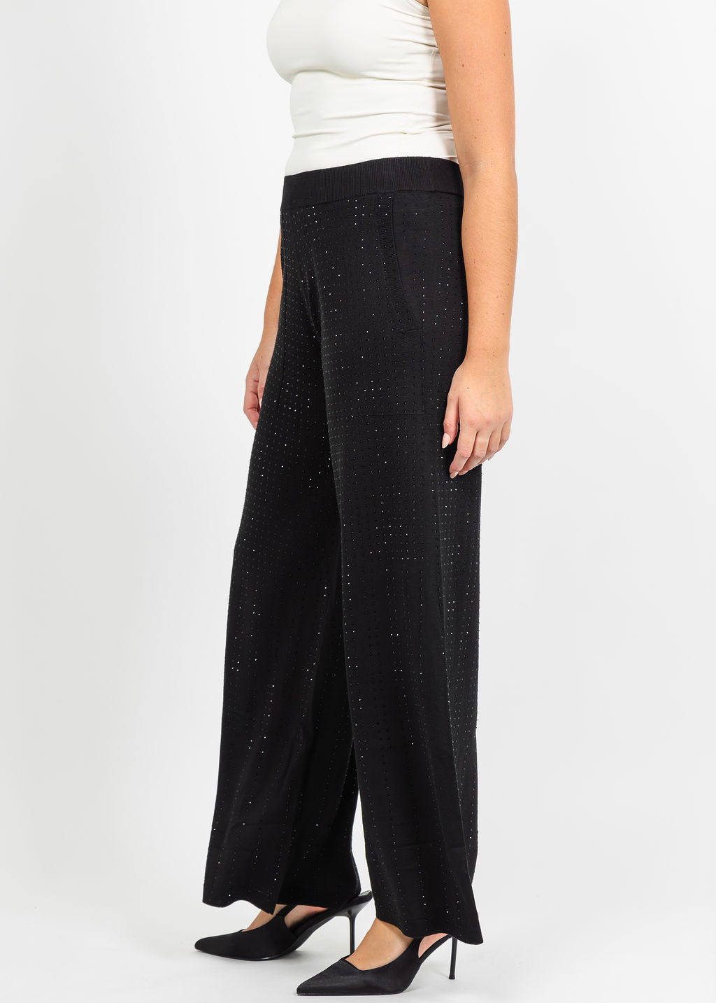 Marella Fiero Pull-On Sequin Pant in Black available at Barbara Katz