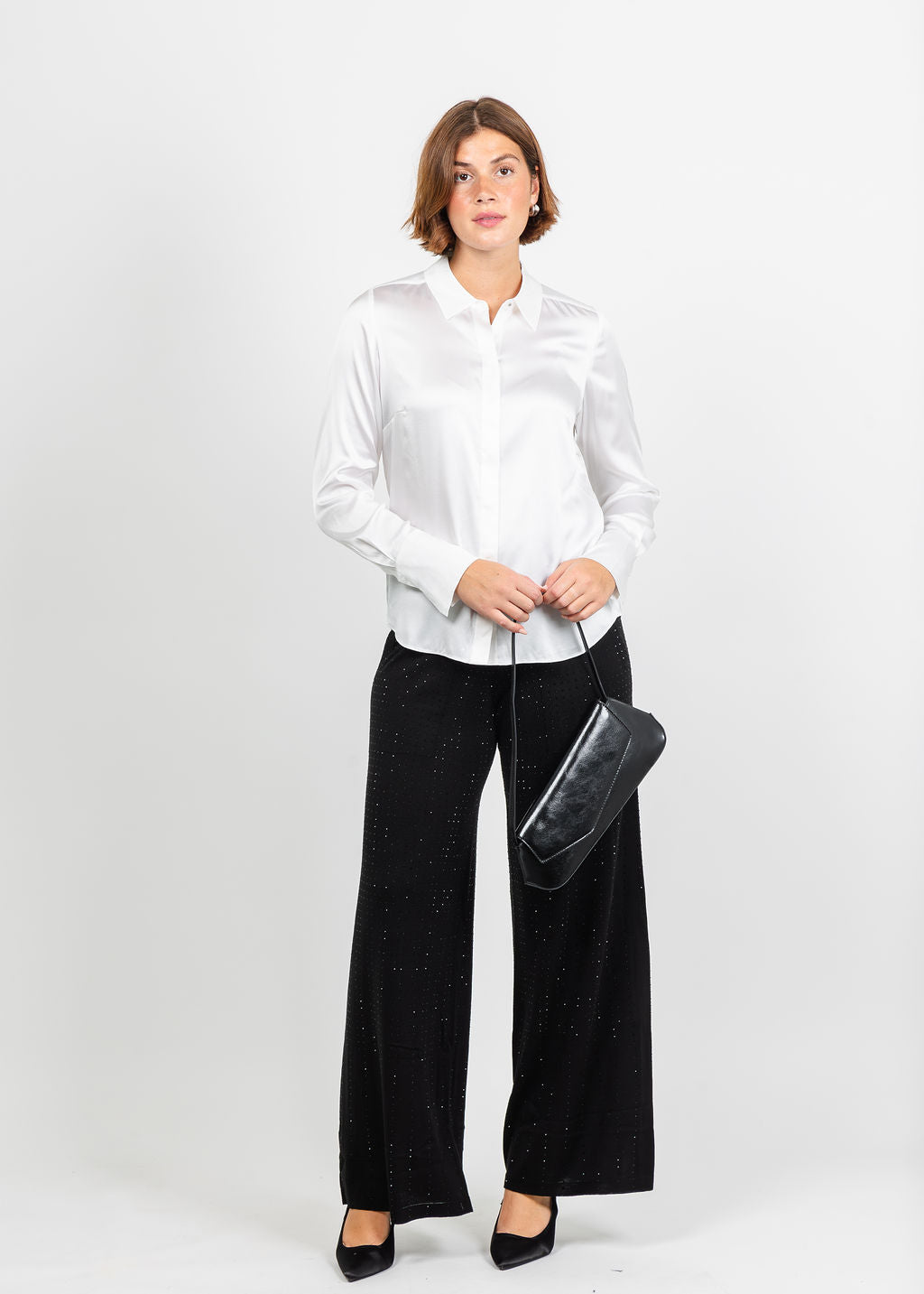 Marella Fiero Pull-On Sequin Pant in Black available at Barbara Katz