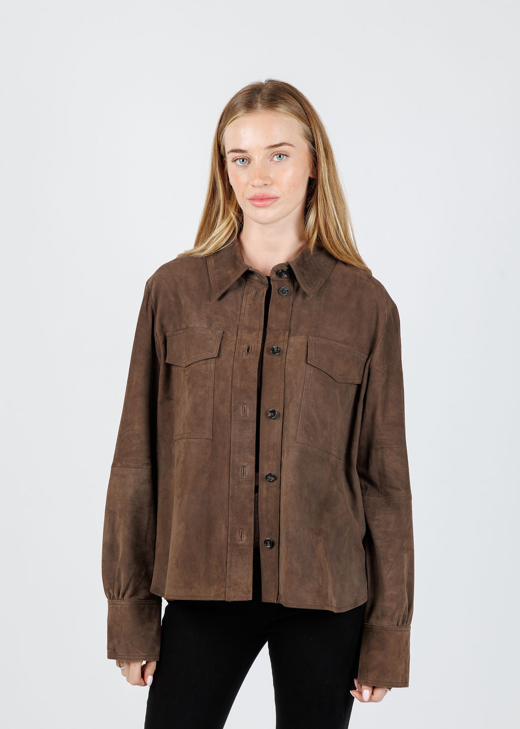 Marella Gioco Suede Jacket in Brown available at Barbara Katz