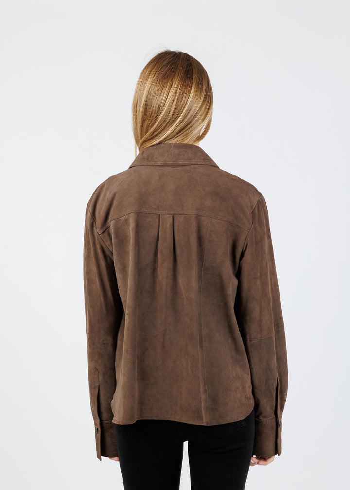 Marella Gioco Suede Jacket in Brown available at Barbara Katz