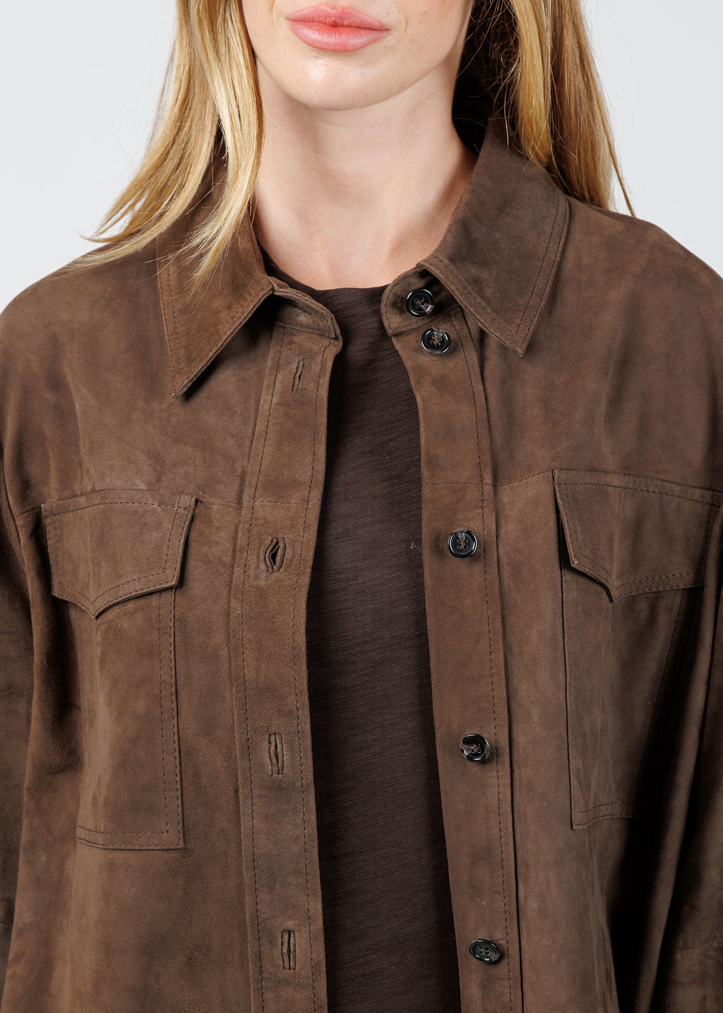 Marella Gioco Suede Jacket in Brown available at Barbara Katz