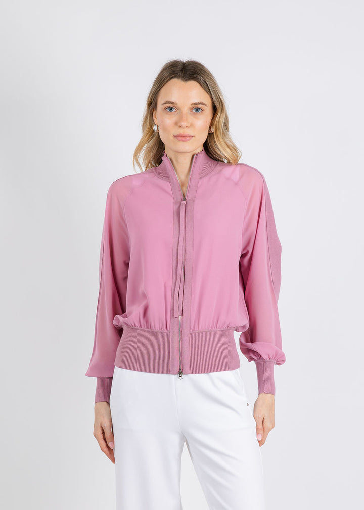 Marella Mllgufo Sporty Georgette Blouson Jacket in Hydrangea available at Barbara Katz